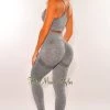 Vendor-unknown HMS Fit: Gray Marl Racerback Butt Lifting Leggings Two Piece Set Just In