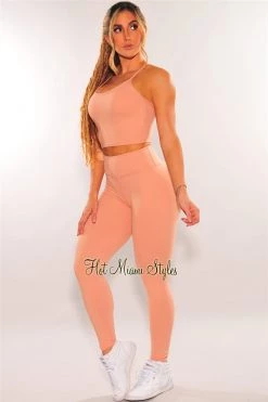 Sole Mio (set) HMS Fit: Rose Padded Straps Butt Lifting Leggings Two Piece Set Just In