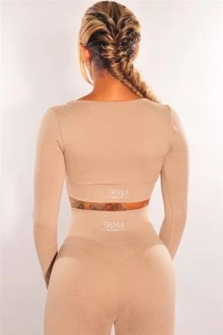 Vendor-unknown HMS Fit: Nude Marl Squared Neck Long Sleeve Leggings Two Piece Set