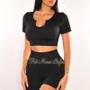 Vendor-unknown Just In HMS Fit: Black Ribbed Short Sleeve Biker Short Two Piece Set