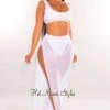 Daisy Just In White Mesh Sheer High Waist Double Slit Cover Up Pants