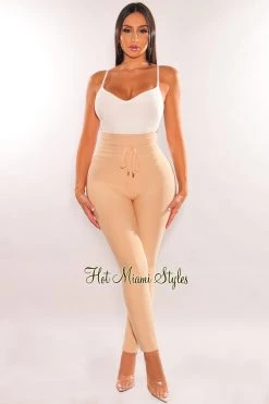 Vendor-unknown Nude Bandage High Waist Belted Pants Just In