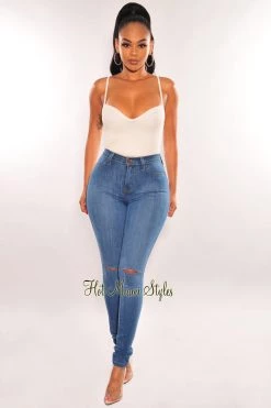Vendor-unknown Just In Denim Ripped Knee High-Waist Skinny Jeans