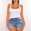 TIC TOC White Tank Squared Peasant Ruched Crop Top