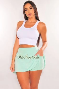 WILD CAT Mint High Waist Pleated Skort