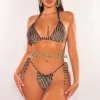 Hollywood & I Chocolate Mocha Ribbed Padded Triangle Top Tie Up Bikini