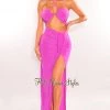 SPRING HAZE Magenta Halter Keyhole Knotted Slit Skirt Two Piece Set