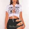 LA SHOWROOM Just In White Vintage Lace Up T Shirt