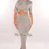 Cherie Light Gray Short Sleeve Cut Out Ruched Maxi Dress Just In