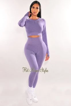 Vendor-unknown Just In HMS Fit: Amethyst Seamless Butt Lifting Leggings Two Piece Set