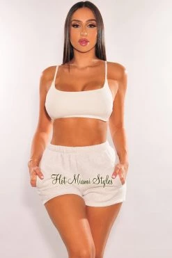 TIC TOC HMS Lounge: Light Gray High Waist Sweat Shorts Just In