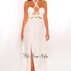 Vendor-unknown White Halter Lace Up Cut Out Slit Maxi Dress Just In