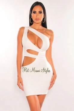 Dexire Just In White One Shoulder Cut Out Mini Dress