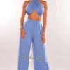 SPRING HAZE Just In Dusty Blue Bandeau Tie Up High Waist Palazzo Pants Two Piece Set