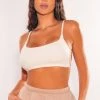 TIC TOC HMS Essential: White Ribbed Strappy Back Bralette Top