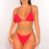 Hollywood & I Just In Red Gold Chain Scrunch Butt Bikini
