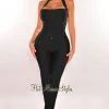 Vendor-unknown WAIST SNATCHED: Black Bandage Halter Belted Jumpsuit Just In