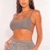 TIC TOC Just In HMS Essential: Dusty Gray Ribbed Strappy Back Bralette Top