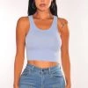 Idea... HMS ESSENTIAL: Dusty Blue Ribbed Seamless Sleeveless Crop Top Just In