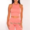 HYFVE Dusty Rose Seamless Ribbed Biker Shorts Two Piece Set Just In
