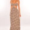 HYFVE Leopard Print Spaghetti Straps Smocked Cut Out Maxi Dress