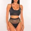 Vendor-unknown Black Fishnet High Waist Bikini