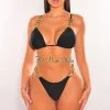 Hollywood & I Black Gold Chain Scrunch Butt Bikini