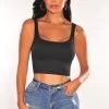 Glamazon Black Seamless Ribbed Tank Top