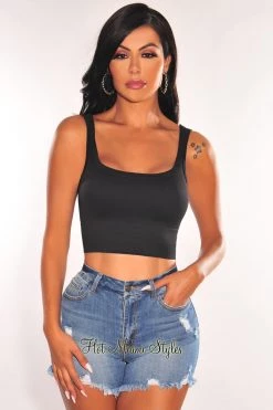 Glamazon Black Seamless Ribbed Tank Top