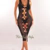 K Too Black Mesh Sheer Lace Up Sleeveless Cover Up Dress Just In