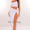MEEK White Double Lined Tank Knotted Slit Maxi Skirt Two Piece Set Just In
