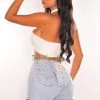 Vendor-unknown Light Denim High Waist Lace Up Back Shorts Just In