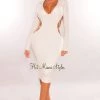 MEEK White V Neck Long Sleeve Strappy Open Back Dress Just In