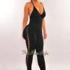 Pretty Knit Just In Black Ribbed Knit Criss Cross Back Lace Up Side Jumpsuit