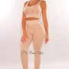 Sole Mio (set) Blush Nude Animal Print Seamless High Waist Leggings Two Piece Set