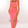 MEEK Just In Coral Double Lined Tank Knotted Slit Maxi Skirt Two Piece Set