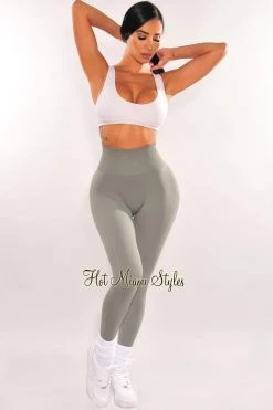 Vendor-unknown HMS Fit: Dusty Gray High Waist Ultra Butt Lifting Leggings
